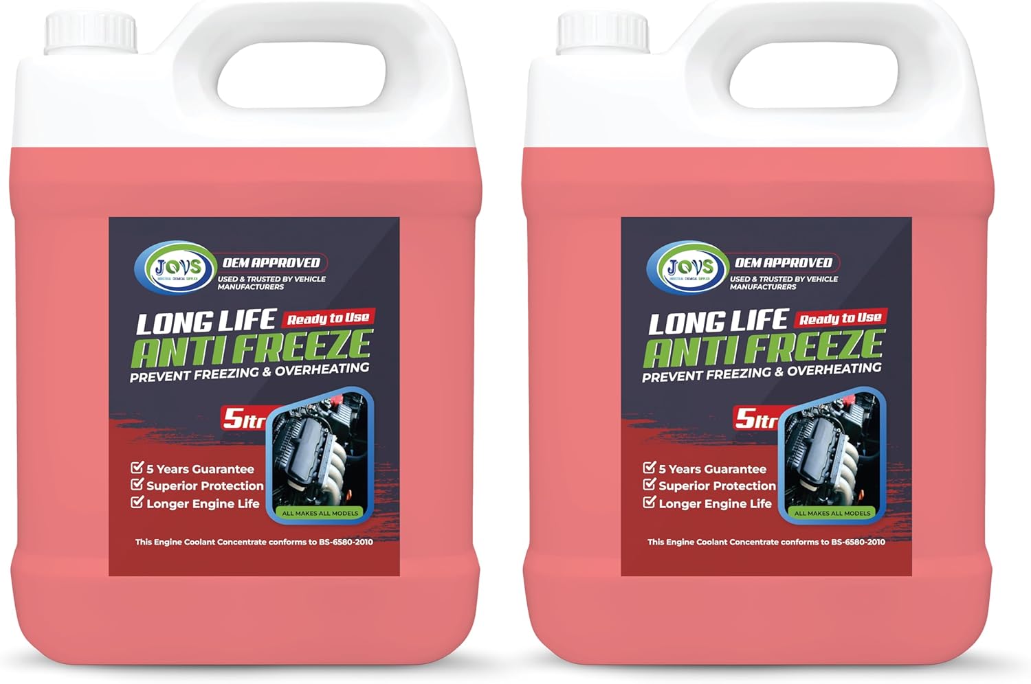 JOVS Antifreeze Engine Coolant Red 10L (2X5L) AllYear Protection for