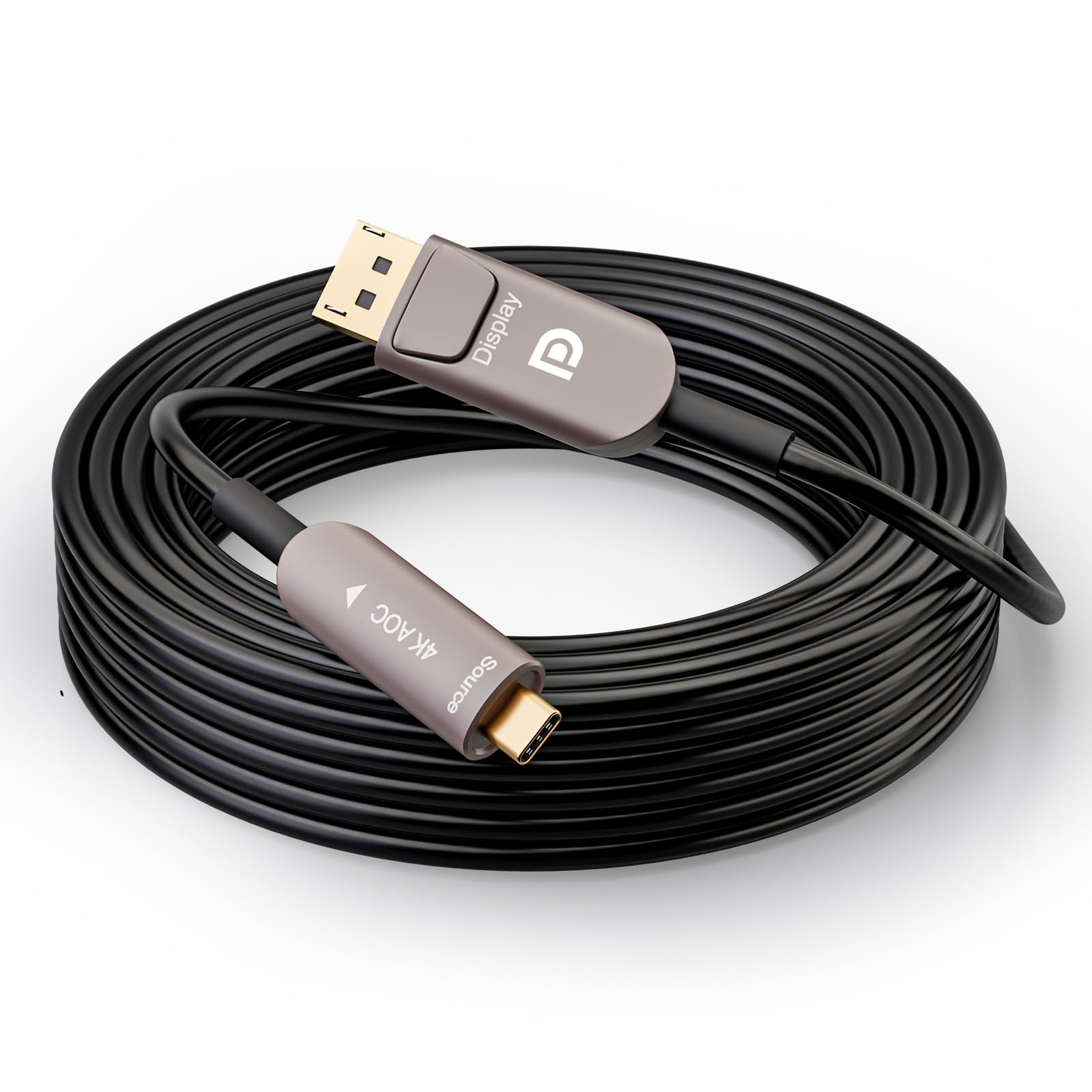 USB C do Displayport 4K Kabel światłowodowy USB 3.1 typ C do kabla Displayport, Thunderbolt 3/4 kompatybilny, dla MacBooka Pro/Air (A0109-AOC-15M)
