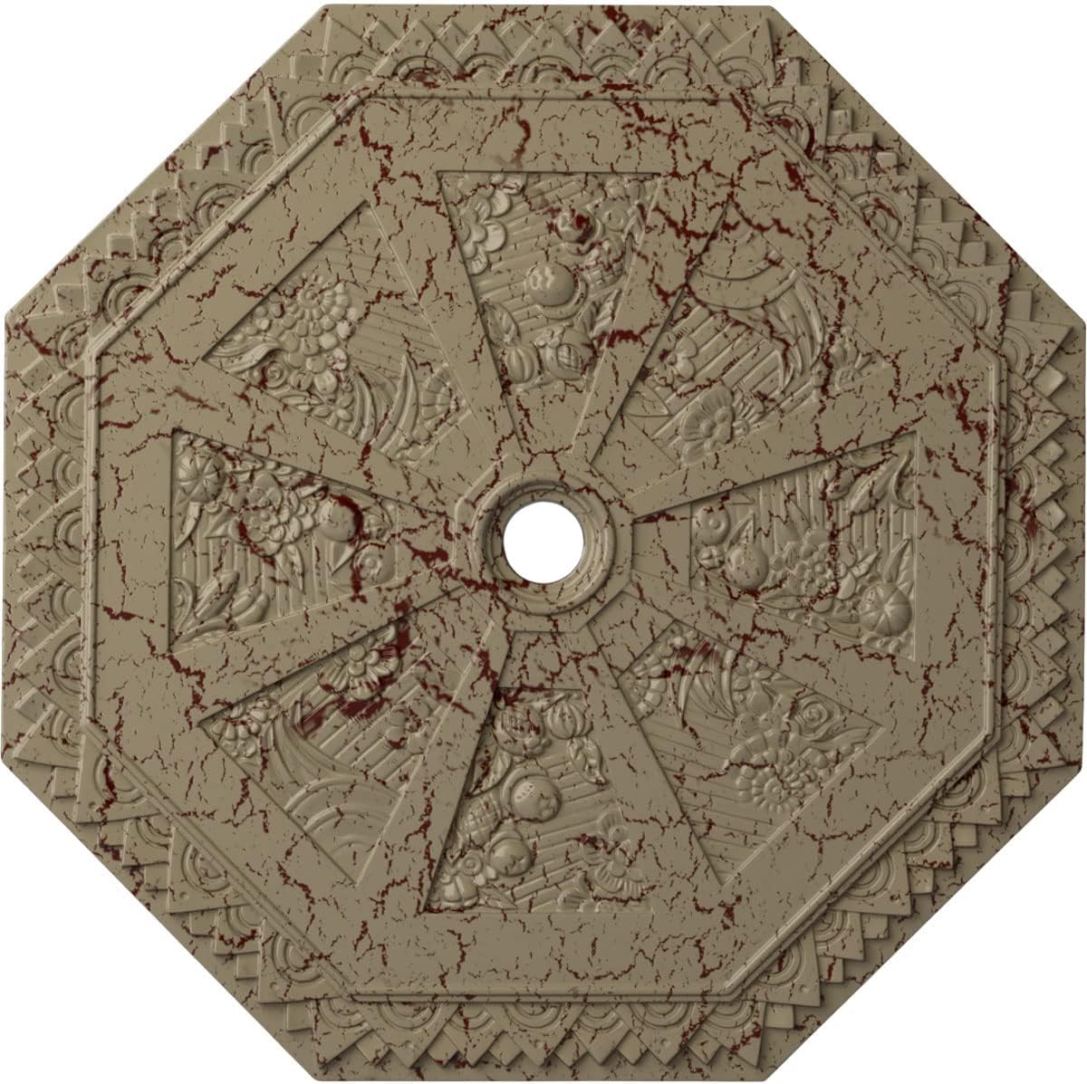 29 1/8"OD x 2 1/4"ID x 1 1/8"P Spring Octagonal Ceiling Medallion (Fits Canopies up to 3"), Hand-Painted Gobi Desert Crackle