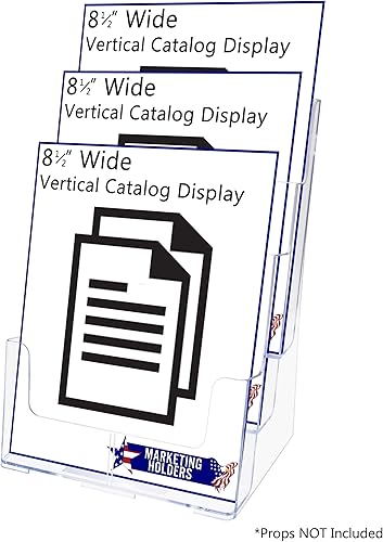 Miniatura 3 de Marketing Holders Paquete de 2 soportes para folletos Slatwall de 3 niveles para literatura de 4 o 8.5 pulgadas, organizador de anuncios de acrílico