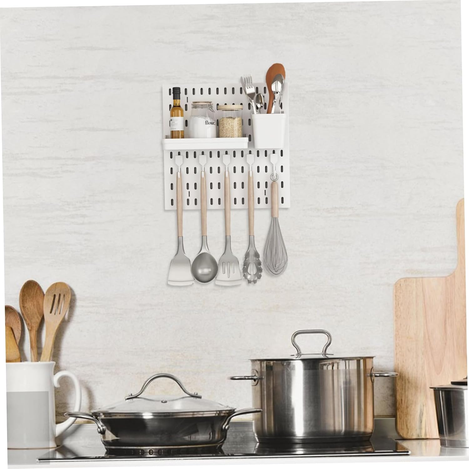 Cabilock 1Set Heavy Duty Pegboard Organizer with Accessories No Drilling Wall Mount for Home Storage Wall Rack for Kitchen Office Living Room Maximizes Space and Easy