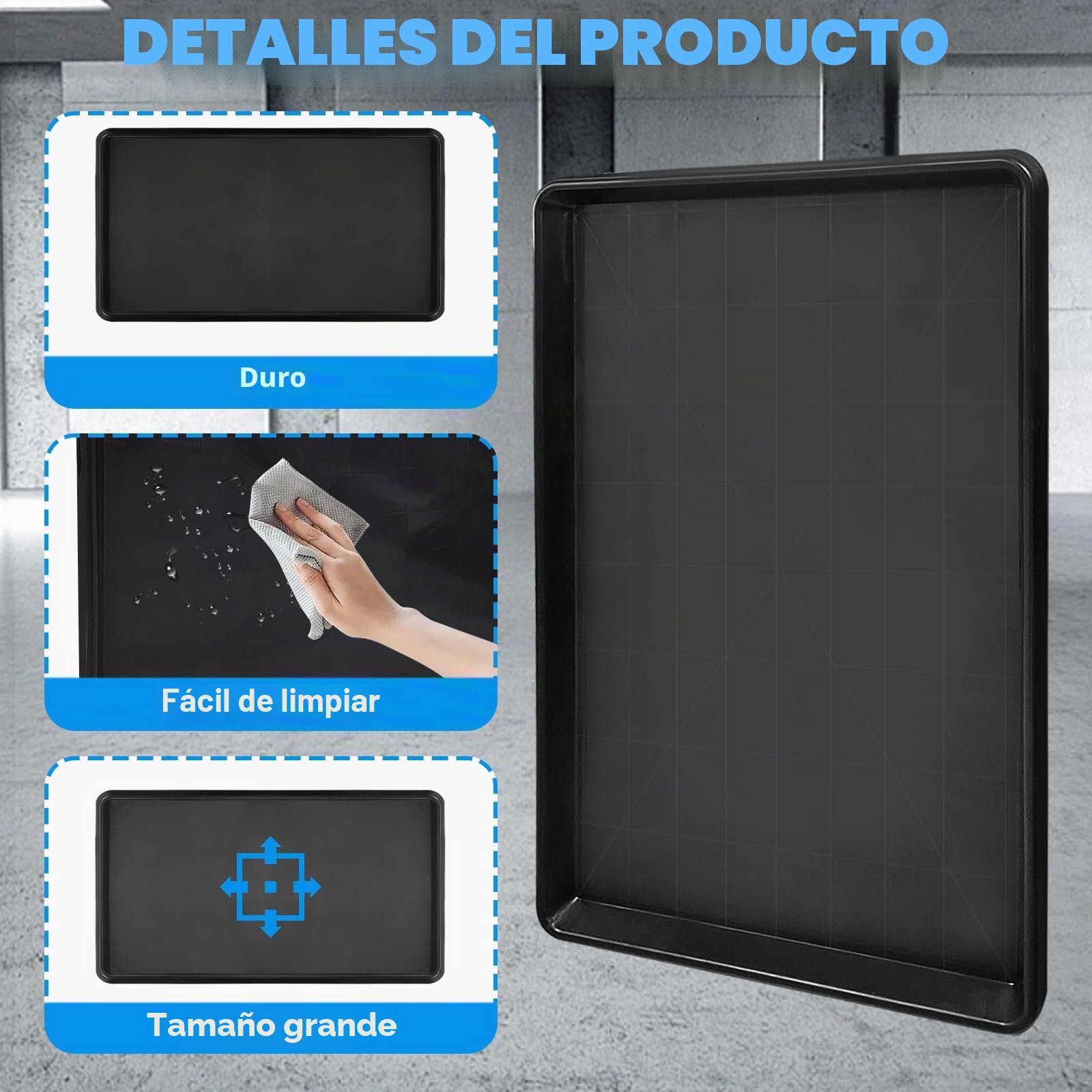 YEXEXINM Bandeja colectora universal 90x60 cm, aceite, recipiente grande de plástico, multiusos, resistente