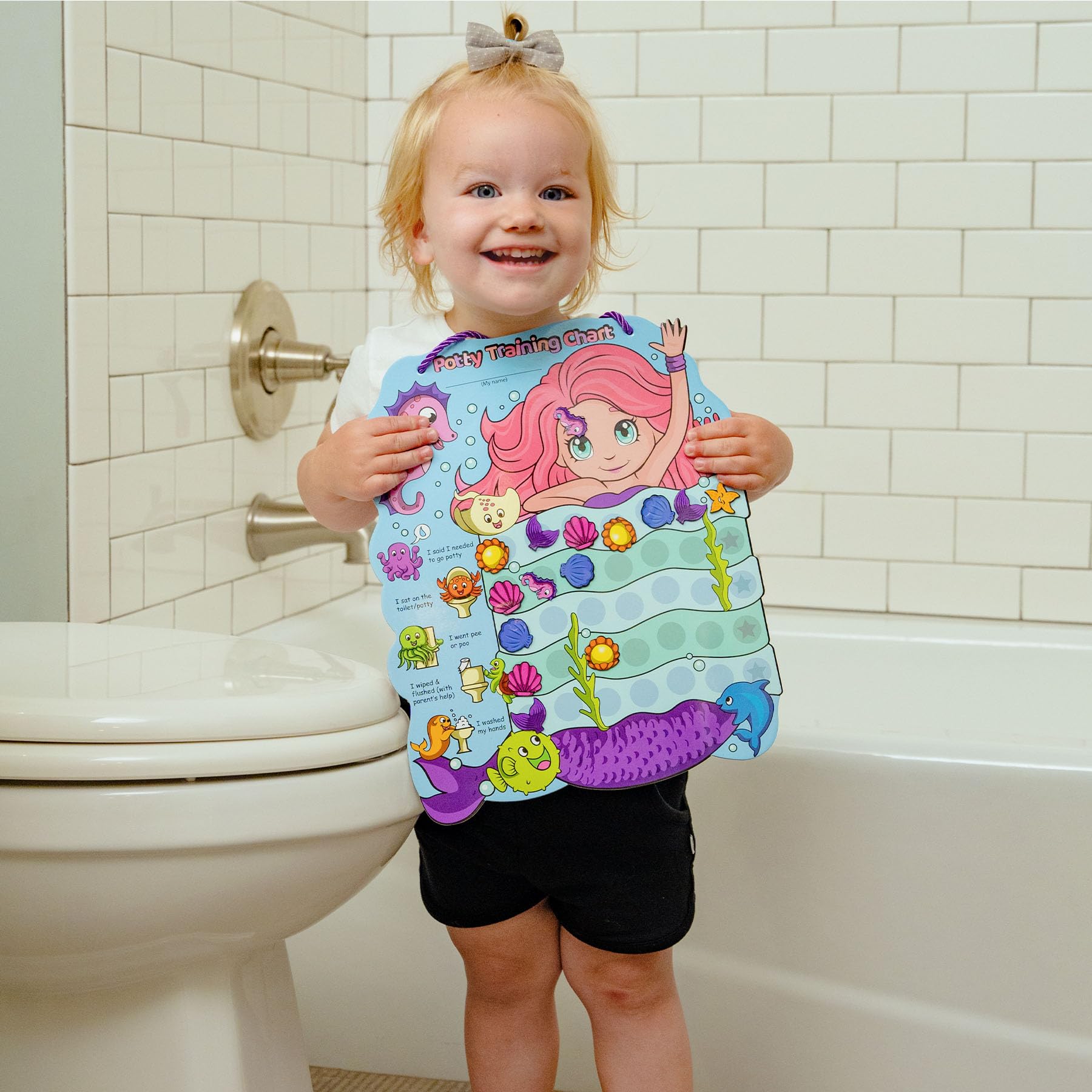 PUTSKA Tabla de recompensas de entrenamiento para ir al baño para niñas con 35 calcomanías reutilizables, tabla de orinal para niñas pequeñas, tabla de recompensas para niños por el éxito del inodoro