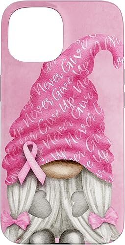 iPhone 15 - Soporte rosa contra el cáncer con gnomo para el caso de concientización sobre el cáncer de mama