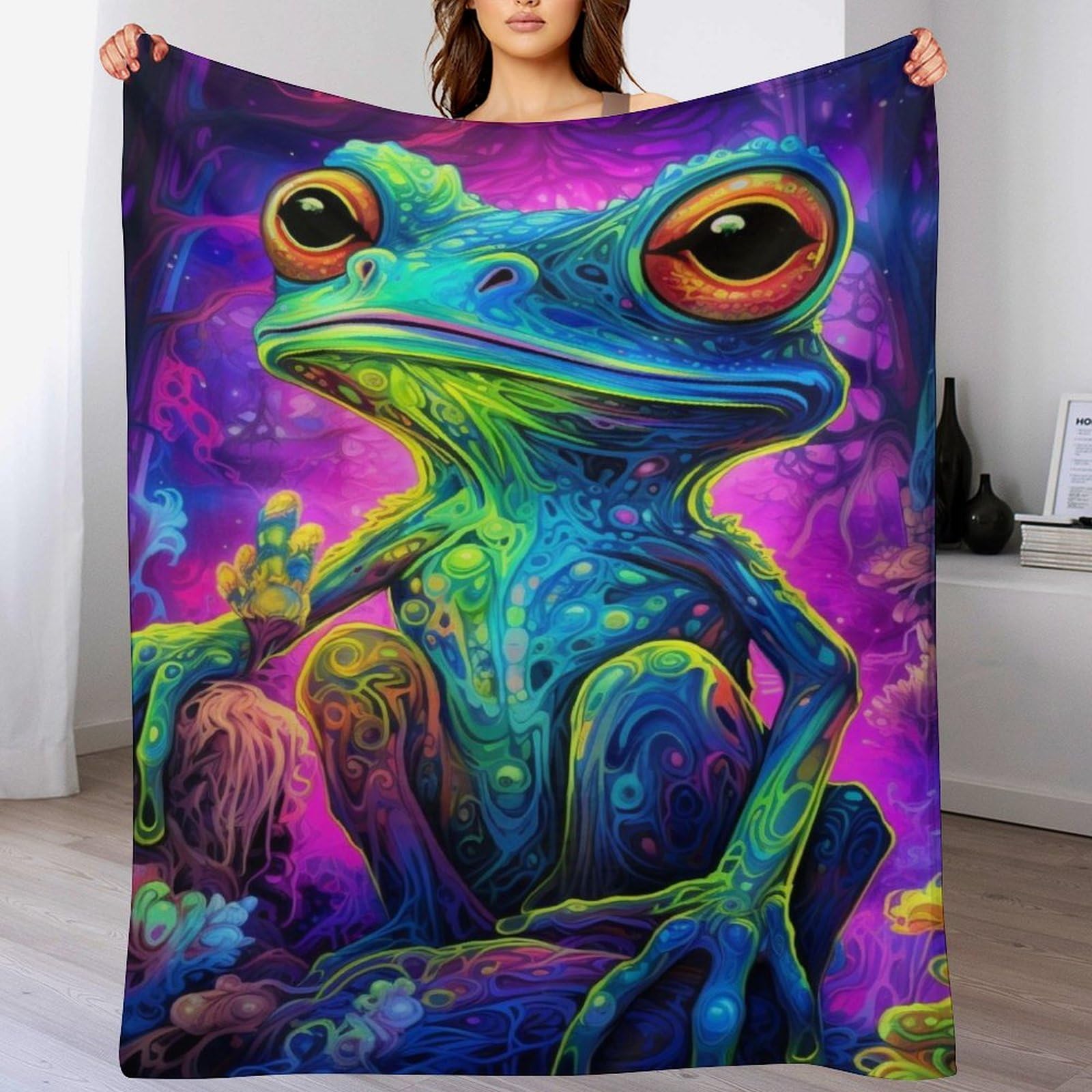 Couverture grenouille haut de gamme en flannel 3D et polaire légère
