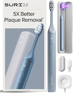 2.0 NEW Sonic Electric Toothbrush with Pressure Sensor & UV-Cleaning Travel Case |1 month+ Battery | Designed in London | Electric Toothbrush for Adults | Travel Toothbrushes | Tooth Brush | Blue