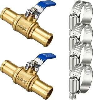 1 Inch Ball Valve, Brass Hose Barb Shut Off Valve, 2 Pack