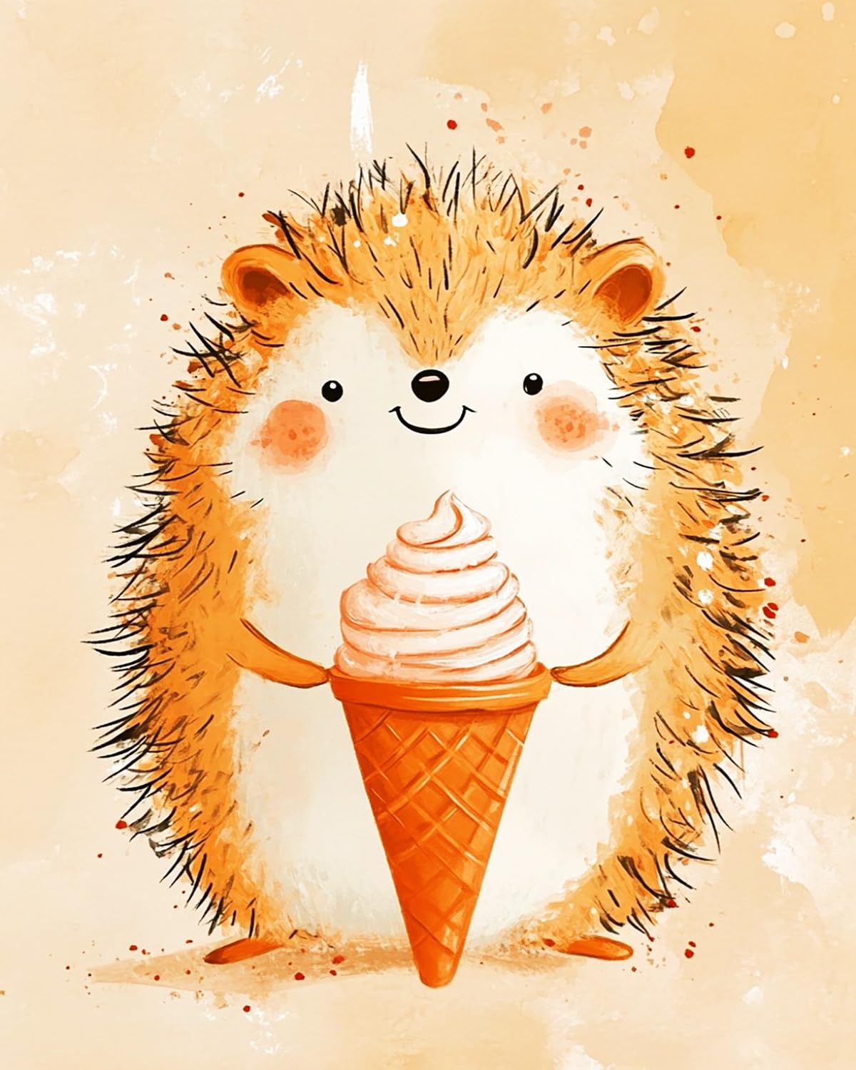 LIUBAISHI Paint by Numbers for Adults – 16"x20" Canvas | Wall Art Decor for Living Room, Stress Relief Hobby Kit, Complete Set with Paints and Brushes-Hedgehog Ice Cream Cone