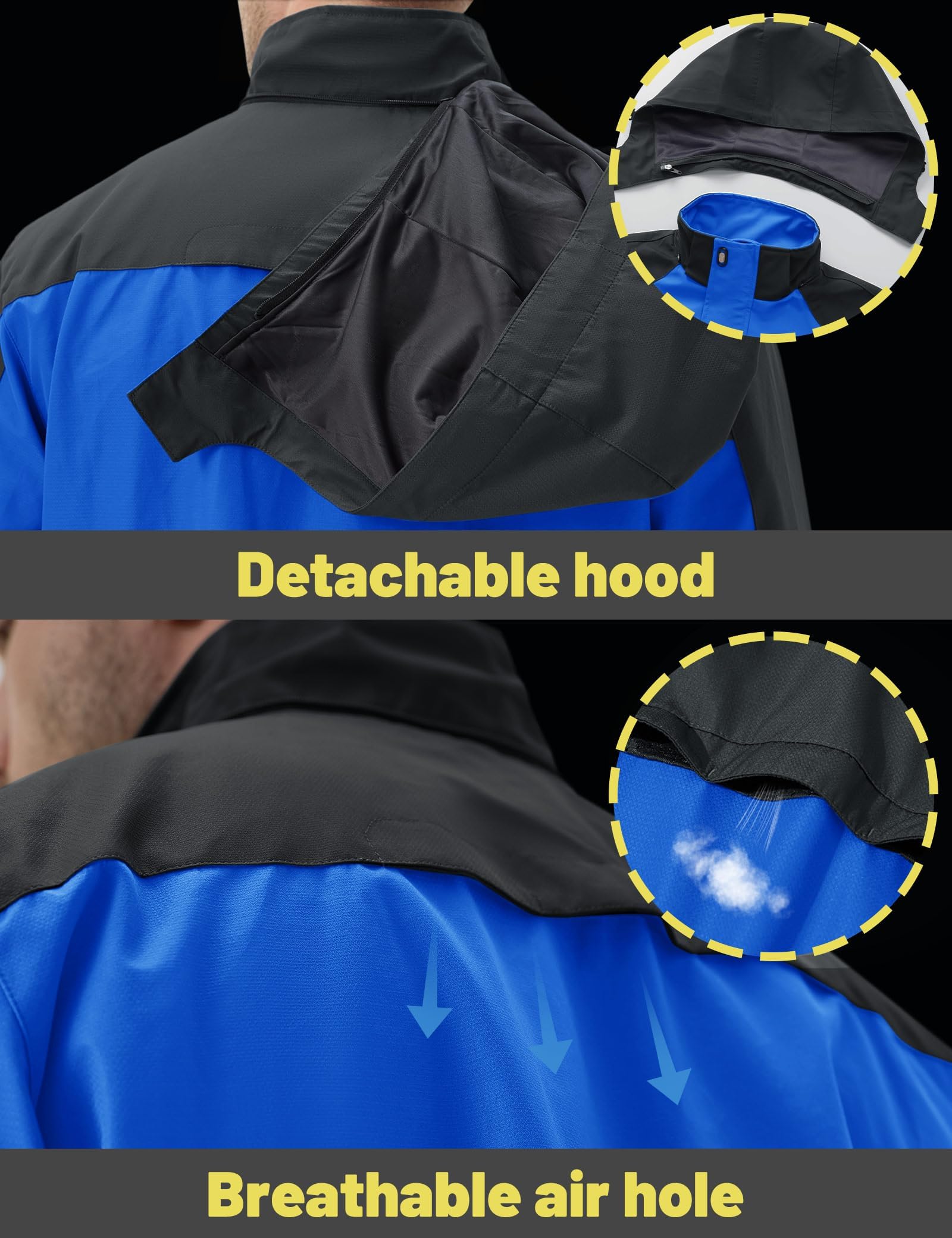 TACVASEN Chaqueta Ligera para Hombre Impermeable Chaqueta de montaña Chaqueta de Senderismo con Capucha