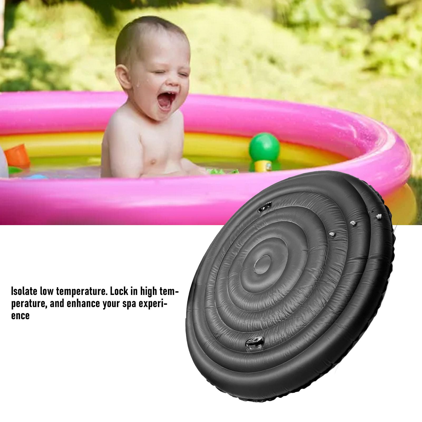 Cubierta inflable para jacuzzi, resistente a la intemperie, tapa aislada con asas, ajustable para jacuzzis y spas redondos de 128 cm, 158 cm, 180 cm, cubierta protectora para exteriores