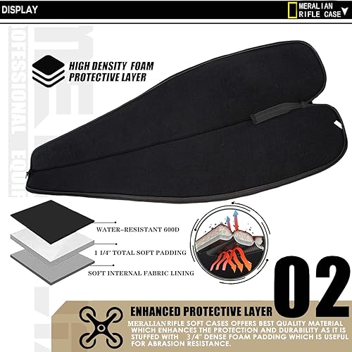 Miniatura 3 de Funda para rifle de 444852 pulgadas, resistente al agua, con bolsillo con cremallera para rifles con alcance.