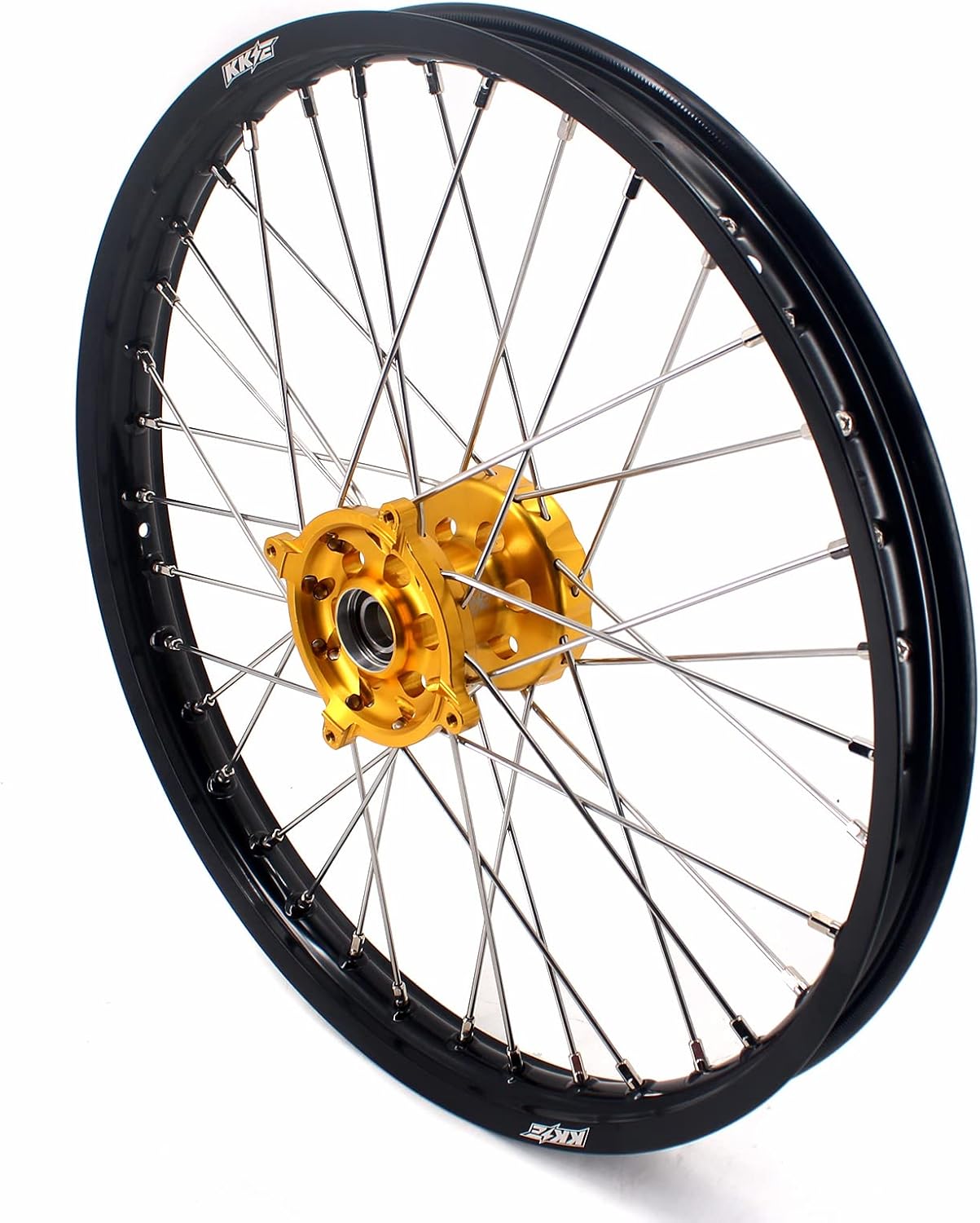 KKE 21/19 MX Dirt Bike Wheels Rims Set Compatible with SUZUKI RMZ250 2007-2024, RMZ450 2005-2024 Gold Hub