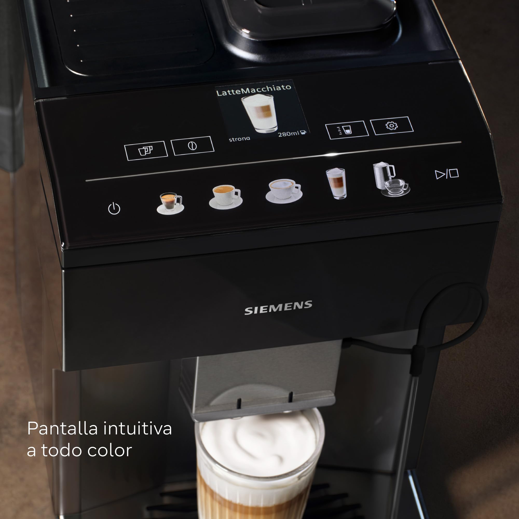 SIEMENS, Cafetera superautomática, EQ500, ceramDrive, Negro, TP511E19 | Podrás preparar dos tazas a la vez con su molinillo cerámico para un aroma más puro.