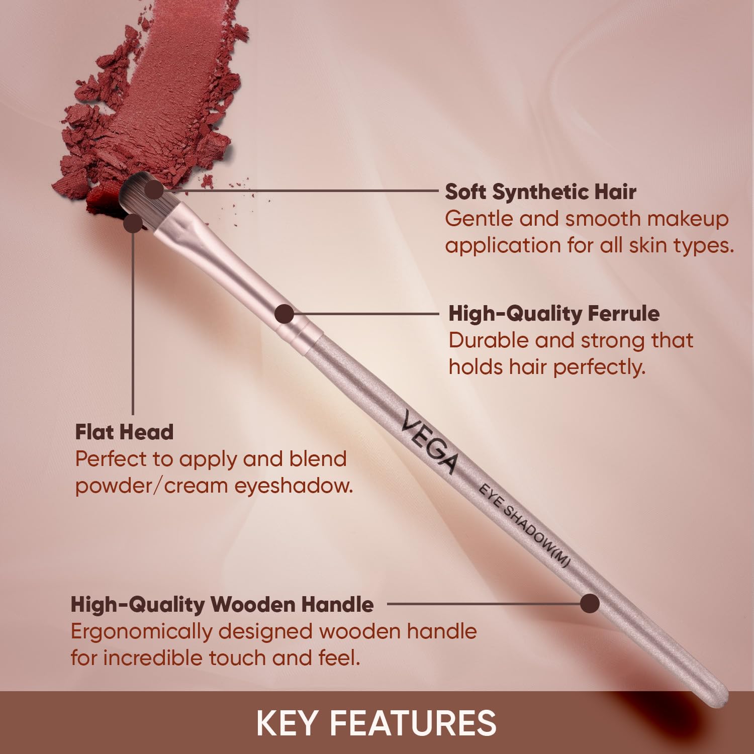 Vega Eye Shadow Brush for Eye Makeup, Eyeshadow Blender with Soft Bristles, Eyeshadow Makeup Brush, (M), (MBN-02) - Image 3 thumbnail