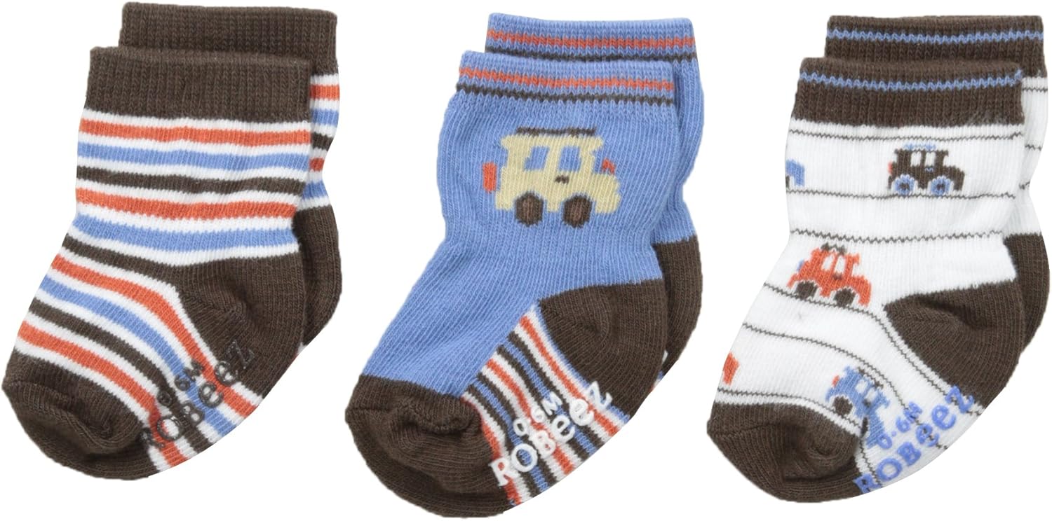 Robeez Baby Boys' Extreme Adventure 3 Pack Socks, Light