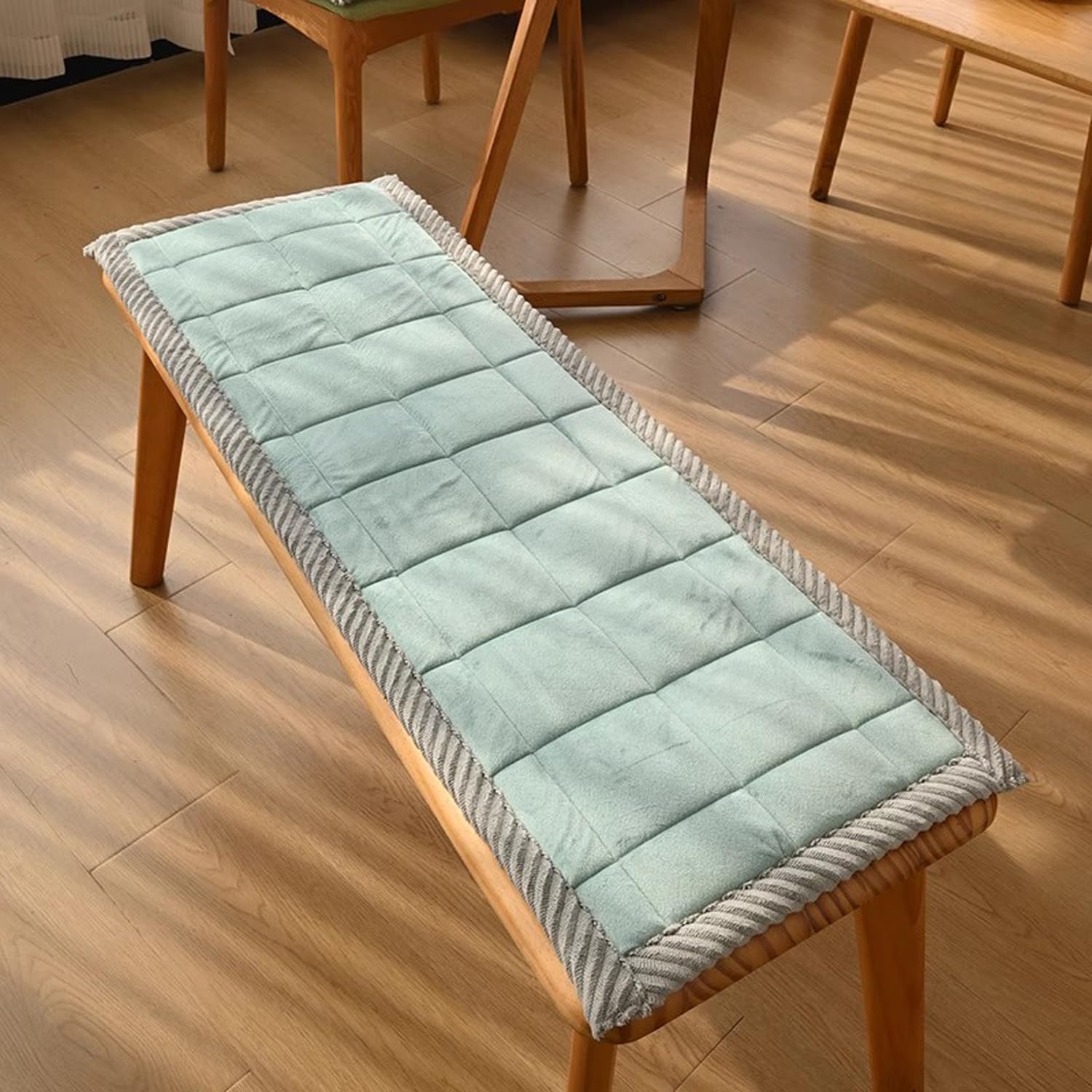 Coussin de banc bleu sarcelle 35x160 cm doux et chaud pour assise 2-3 places