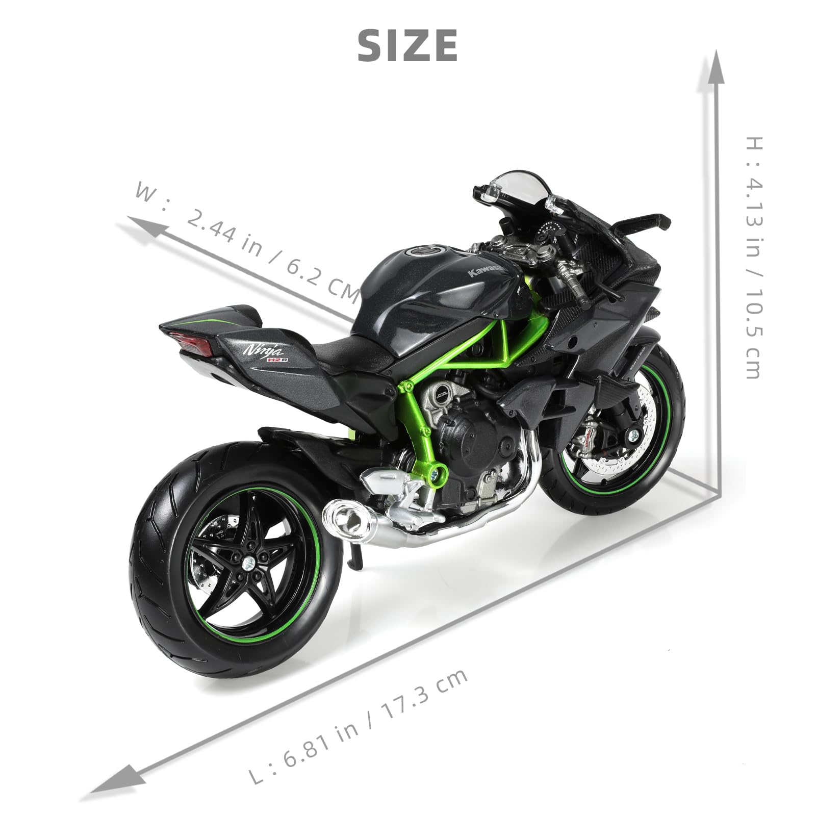 Compatibile per 1:12 Kawasaki Ninja H2R Modello di moto Giocattolo Mini moto in metallo pressofuso per ragazzi e adulti Modello di motor nero Regalo da collezione