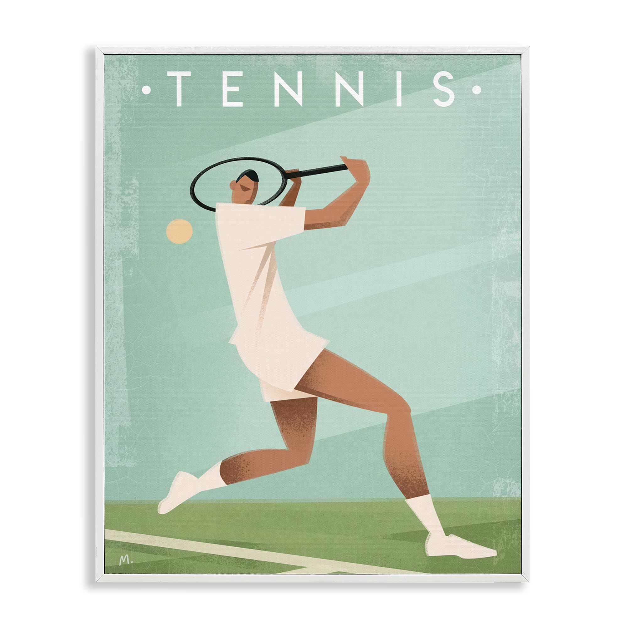 Stupell Industries Coastal White (Textured) 'Vintage Tennis Swing'| Framed Giclee Art