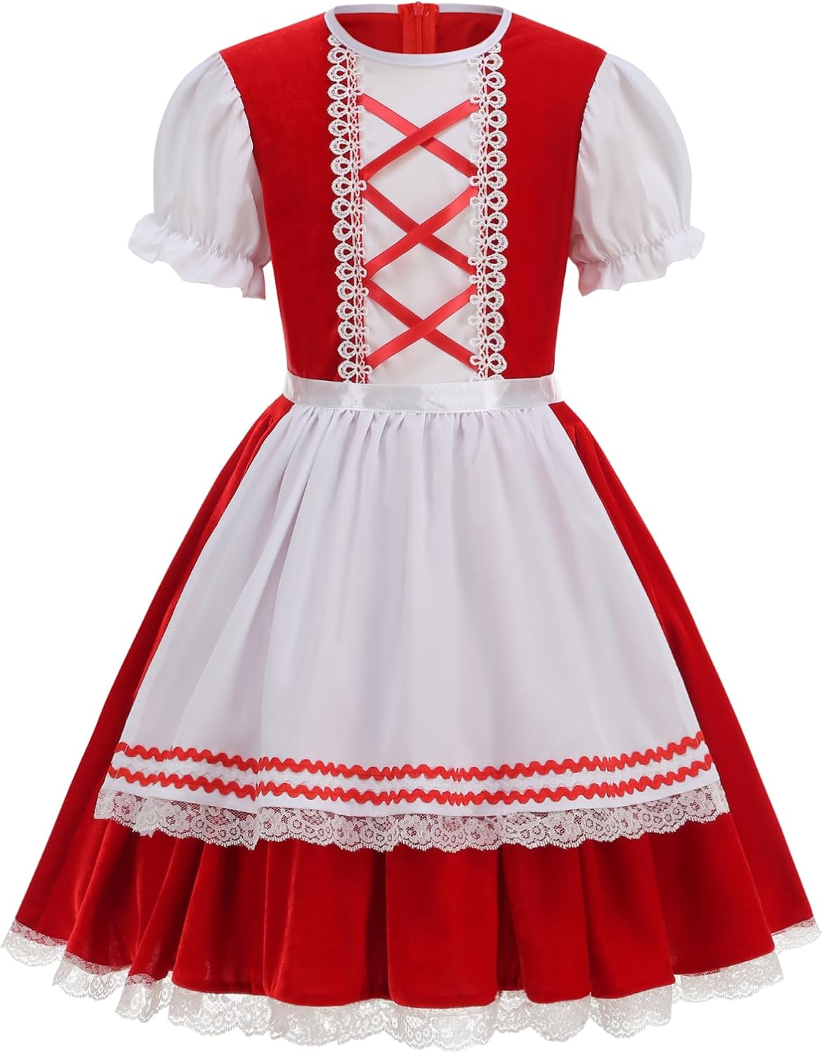 yolsun Little Red Riding Hood Costume for Girls, 3 PCS Kid's Red Riding Hood Dress Up Outfits with Cloak Halloween