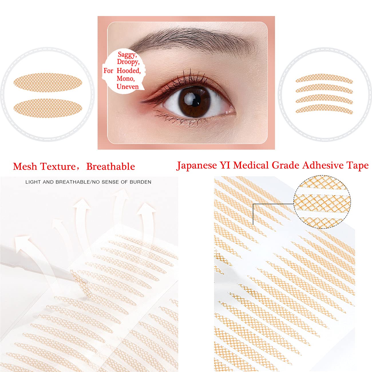 Buy Natural Ultra Invisible Single Side Double Eyelid Tapes Lift Strips