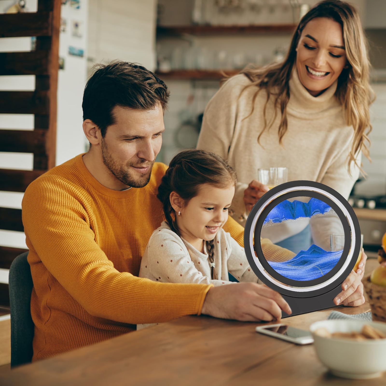 Ulikey Pittura di Sabbia Che Scorre 3D Con Luce Notturna a LED, Quadro Dinamico per Decorazioni la Casa l'Ufficio