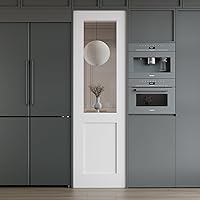 Vista 33 de 3-Lite - Losa de puerta de vidrio transparente templado de 18 x 80 pulgadas, coctelera interior pintable, adecuada para sala de estar, despensa