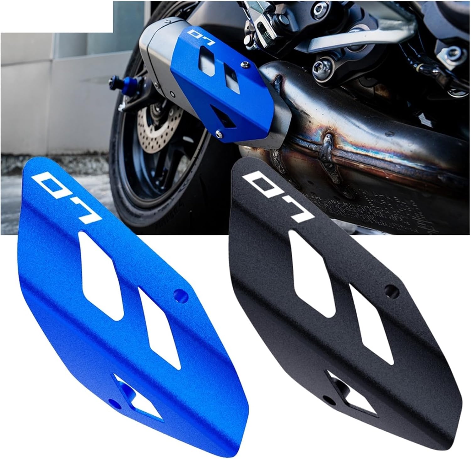 MT07 Y-AMT MT-07 FZ07 2025 MT 07 Accessories Motorcycle CNC Exhaust Muffler Pipe Protector Heat Shield Guard(Blue-07)