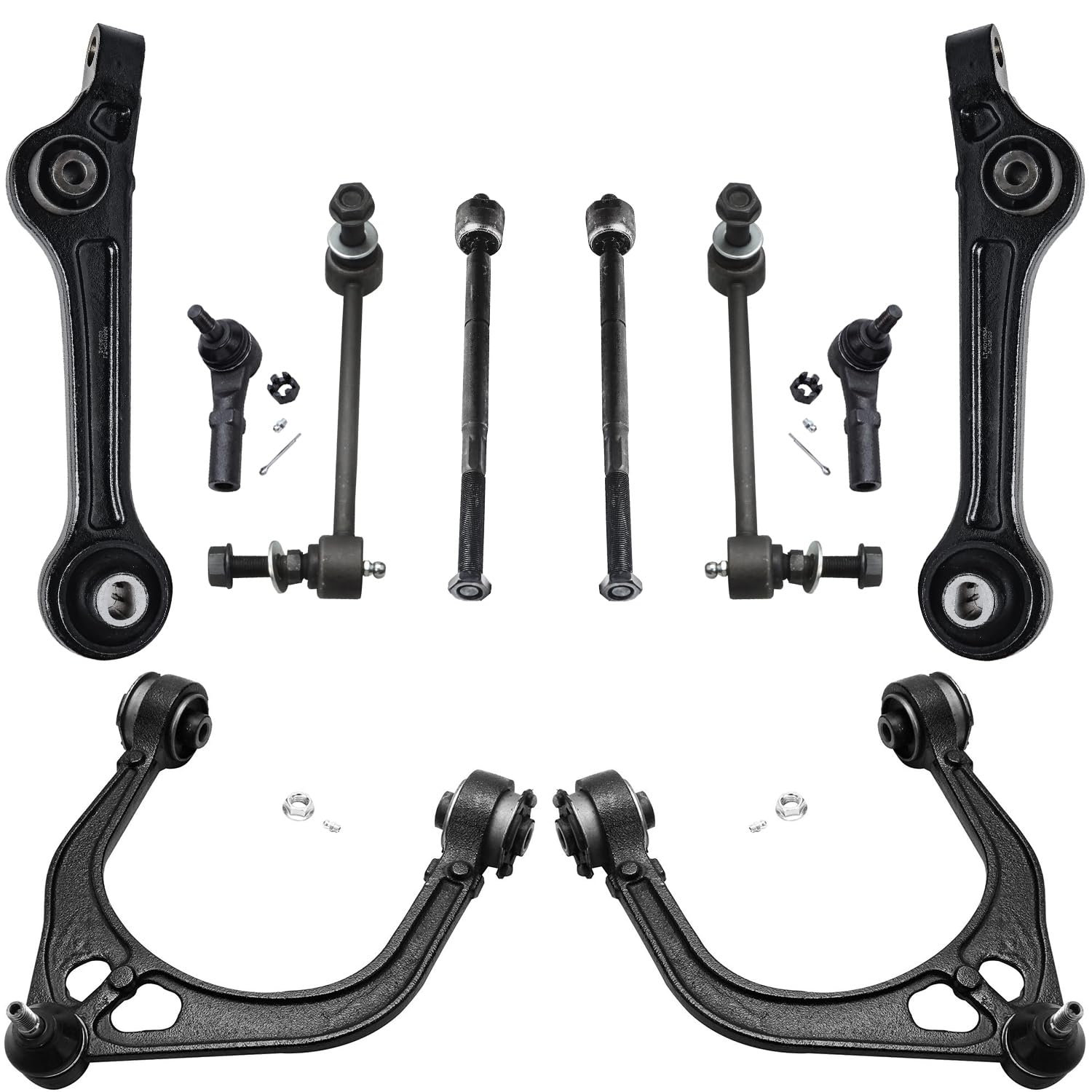Detroit Axle - Front Upper &amp; Lower Control Arms + Inner &amp; Outer Tie Rods