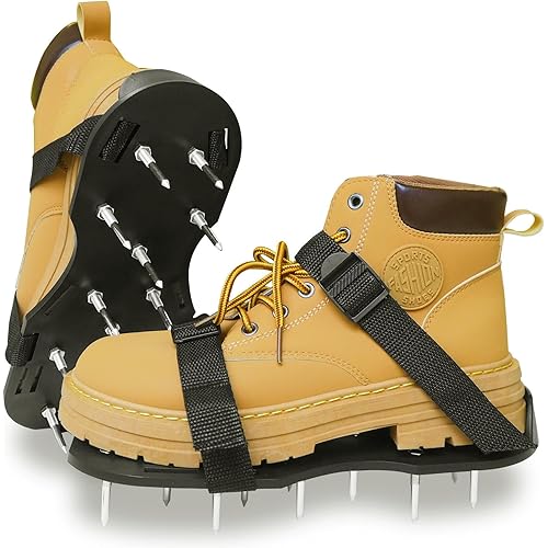 Lawn Aerator Shoes with Adjustable Straps - for Lawn Aeration or as Screed Shoes - Lawn Aerator Shoes as Perfect Aerator Lawn Tool - Medium