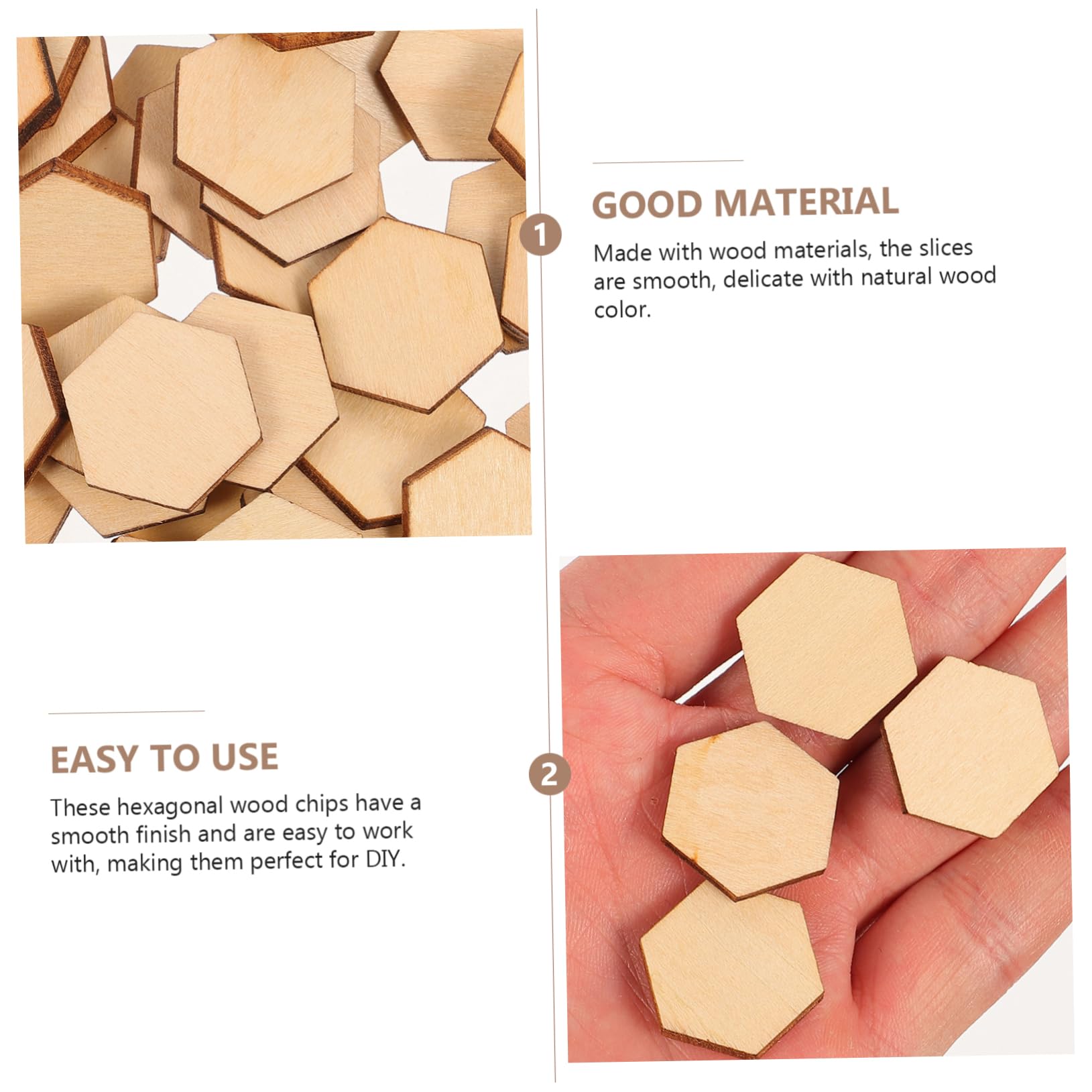 DOITOOL Decorazioni Natalizie Beige 100 Pezzi Esagonali in Legno Materiali Resistenti 20mm per Lavoretti Fai da Te Compleanni e Natale