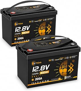 Lithink 12V 100Ah LiFePO4 Electric Outboard Motor Battery, 12V Marine Battery with Self-Heating & Low-Temp Protection, 200A BMS, Bluetooth for Trolling Motors and Boats（2 PACK）