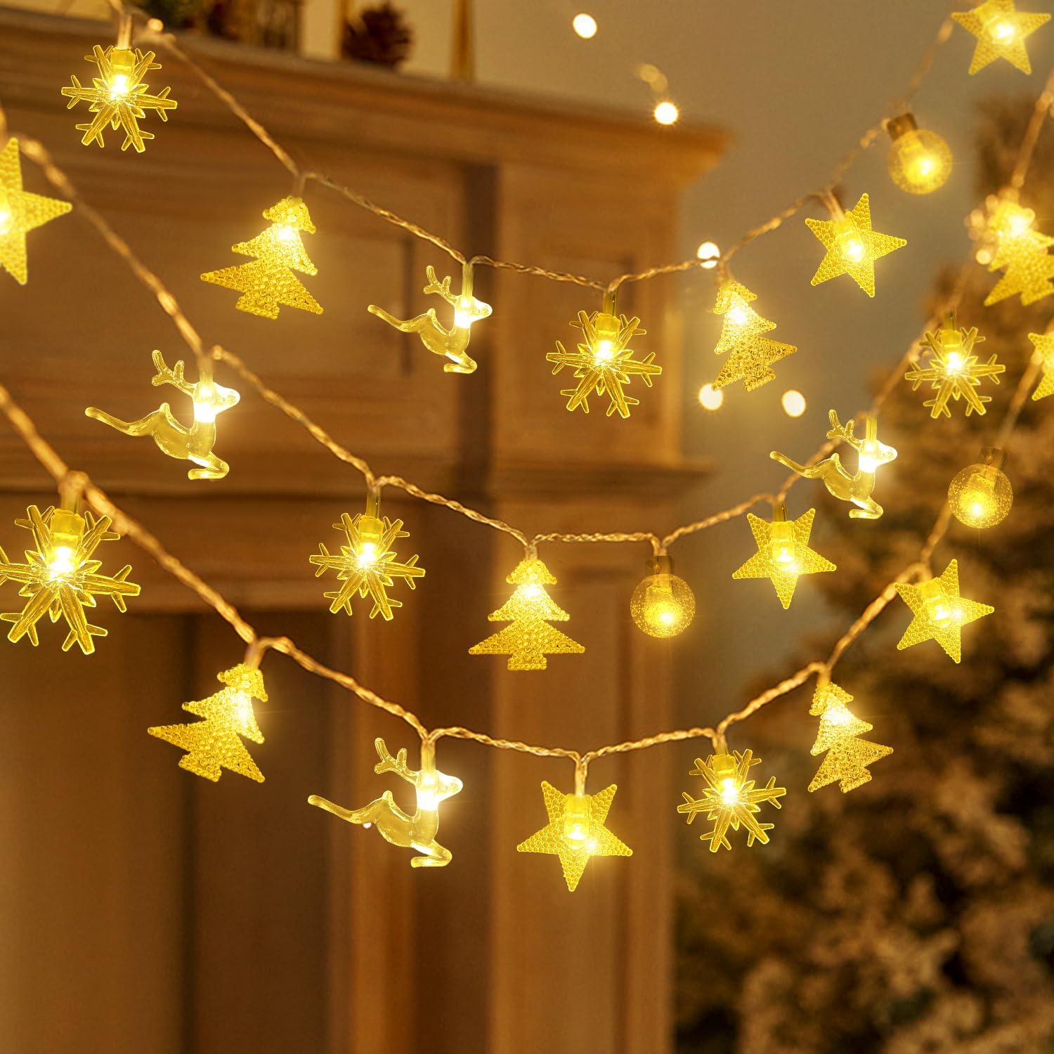 Christmas Decoration,LED String Light Christmas Light,20ft 40 LED Warm