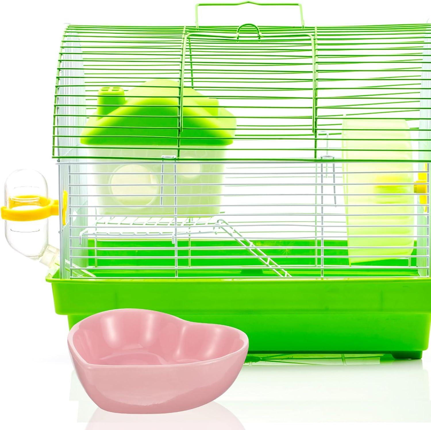 BESTYASH Ceramic Pet Bowl Heart Shaped Small Animal Food Dish Anti-tip Pink Ceramic Hamster Bowl Suitable for Guinea Pig and Rabbit Cage Accessories