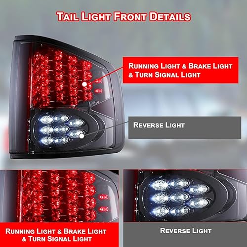 Miniatura 5 de Nixon Offroad Luces traseras para Chevrolet Chevy S10 1994-2004  GMC Sonoma 1994-2004  Isuzu Hombre 1996-2000 Lámparas traseras LED de repuesto para