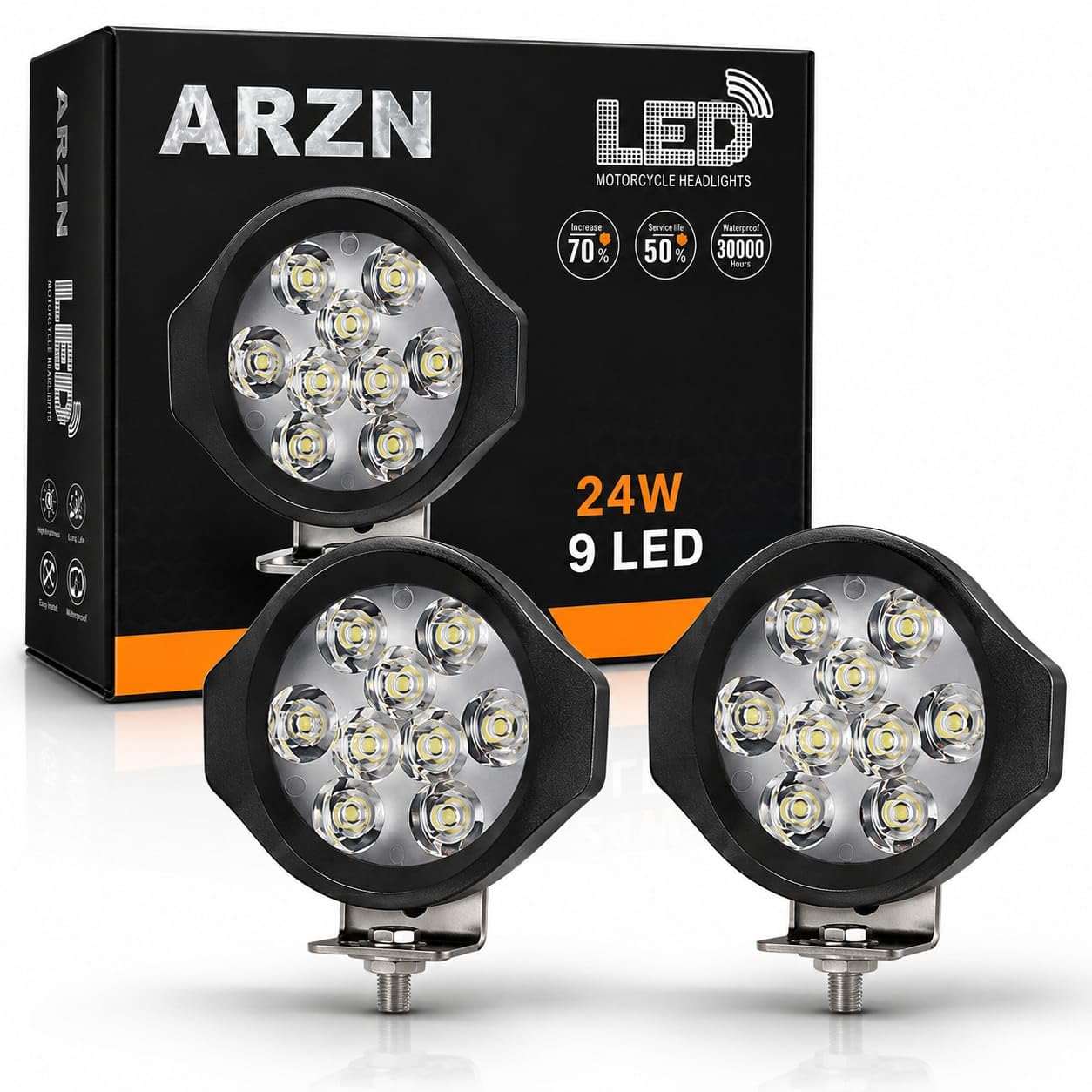 ARZN 24W 9 LED Auxiliary Fog Light for Bike Motorcycle Car SUV Jeep Tractor Truck | Waterproof Driving Spotlight | Universal Fit | Long Range Visibility | Pack of 2-image-16