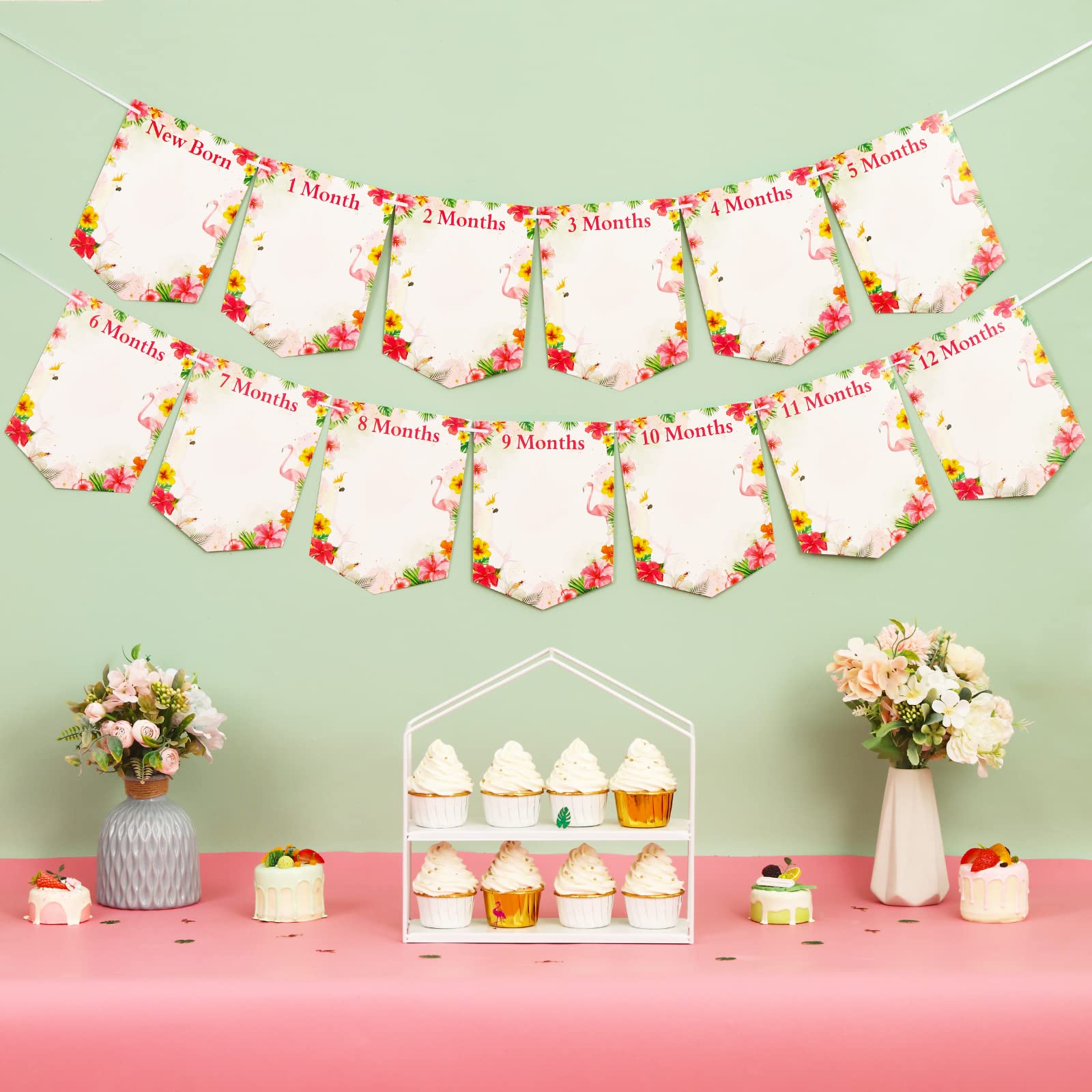 Hawaiian 1st Birthday Photo Banner For Girls - Aloha Monthly Milestone Banner Newborn To 12 Months - View #4
