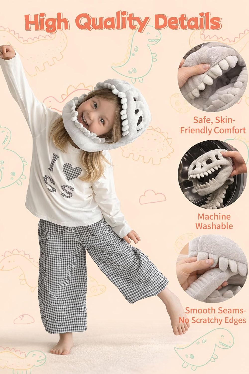 Dinosaur Skeleton Costume Plush Wearable Dino Outfit with Headgear Spine for Kids Adult Halloween Cosplay Dress Up Spinosaurus