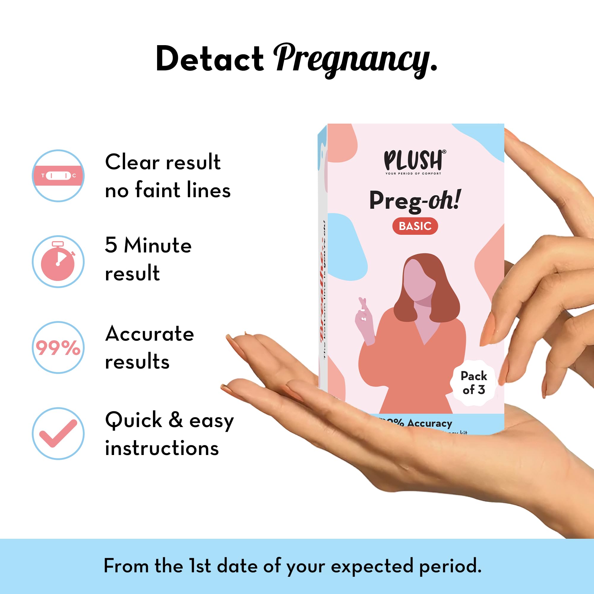 Preg-oh! Basic Pregnancy Test Kit 3 Pieces | 99% Accurate Results in 5 Minutes | Includes Collection Cups & Precision Droppers | Easy-to-Use Home Pregnancy Test Kit — Amazon image 2