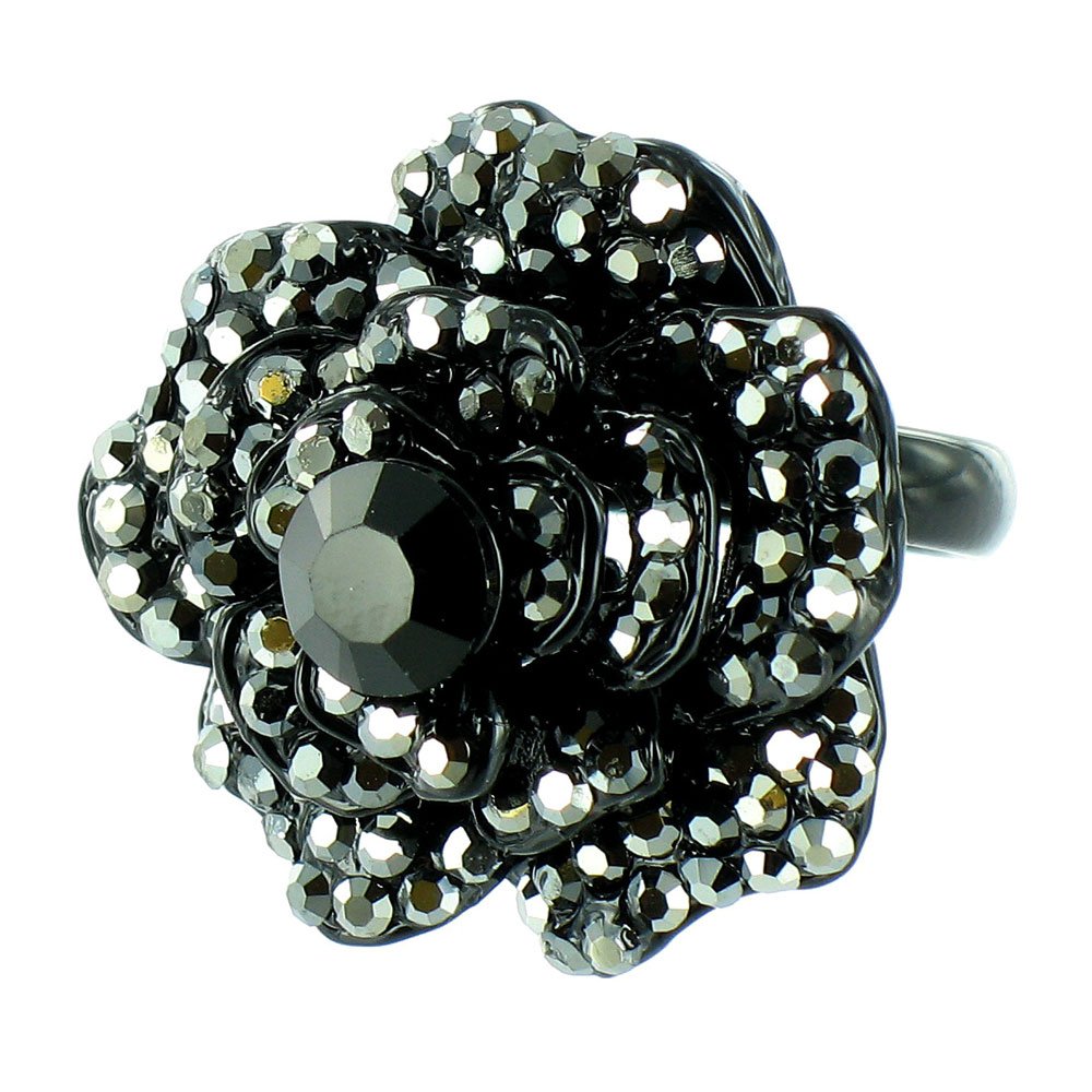 Anillo de flor de estrella de película negra vintage joyería gótica mujer 3