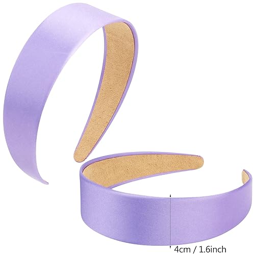 Miniatura 7 de VELSCRUN Diademas para mujeres y niñas, diadema rosa satinada de 1.3 pulgadas, bandas anchas para el cabello de mujer, bandas de pelo de moda,