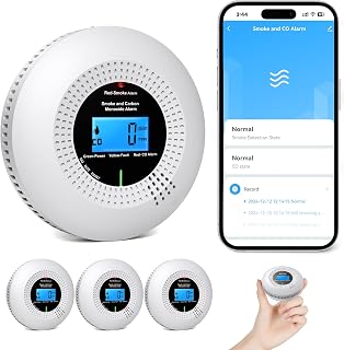 PHYSEN WiFi Detector de Humo y Monóxido de Carbono con 10 Años de Vida Útil y Batería Reemplazable, Detector Combinado Compatible con la App Tuya, Certificación Estándar EN14604 & EN50291, 3St