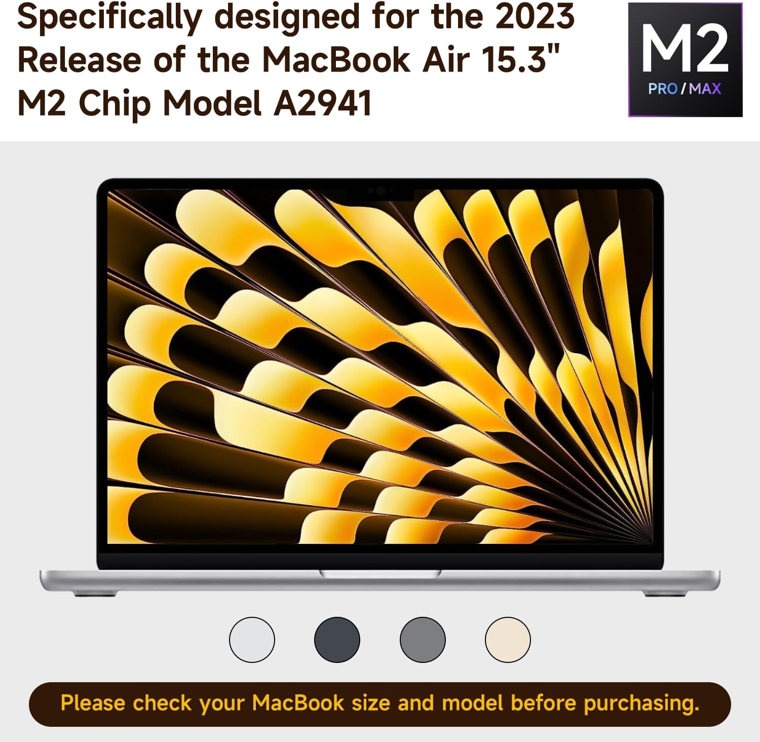 Removable Tempered Glass Screen Protector for 2023-2025 Apple Macbook Air 15.3 Inch M2/M3/M4 Chip, 9H Hardness, No Bubbles or Lines, Anti-Scratch, Anti-Fingerprint, Clear