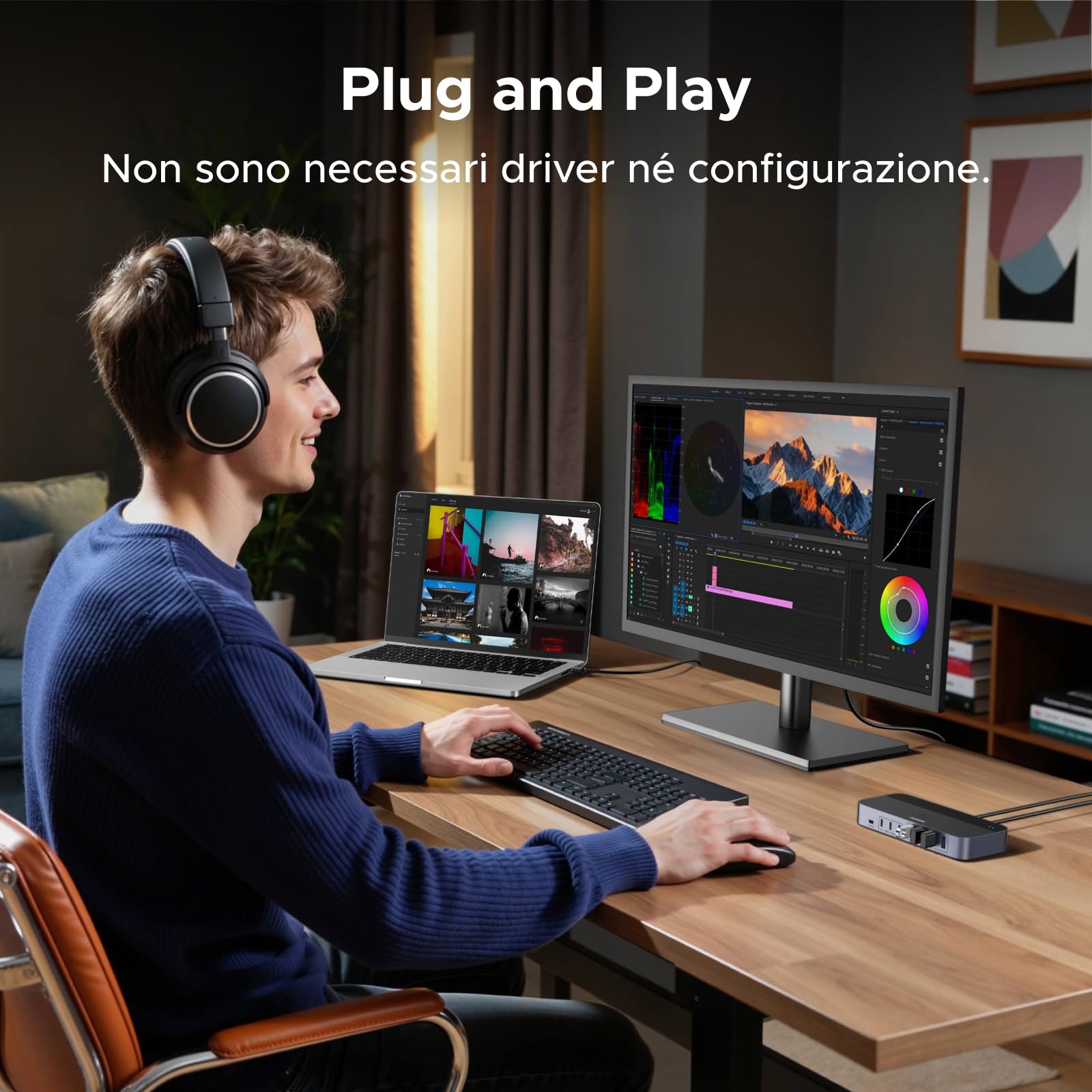 UGREEN Switch USB KVM Commutatore 2 PC Ingressi Condividono 7 Uscite | 5Gbps, per Tastiera, Mouse, Disco, Rigido, Stampante, Scanner, Microfono, con 2 Adattatori USB C, Alimentatore DC 12V 2A