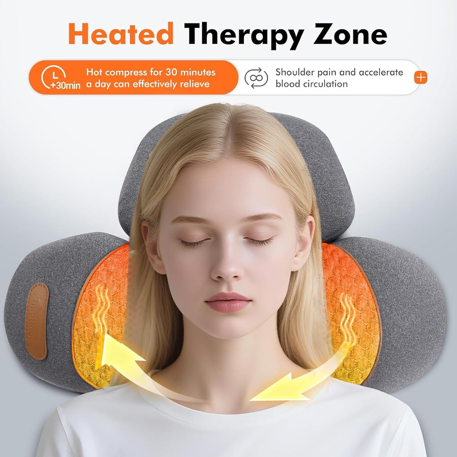 3-in-1 Neck Massager Pillow with Heat - Electric Deep Tissue Massage for Neck & Shoulder Pain Relief, Portable Hump Corrector, Memory Foam Massaging Pillow for Home, Car, Office - Image 3