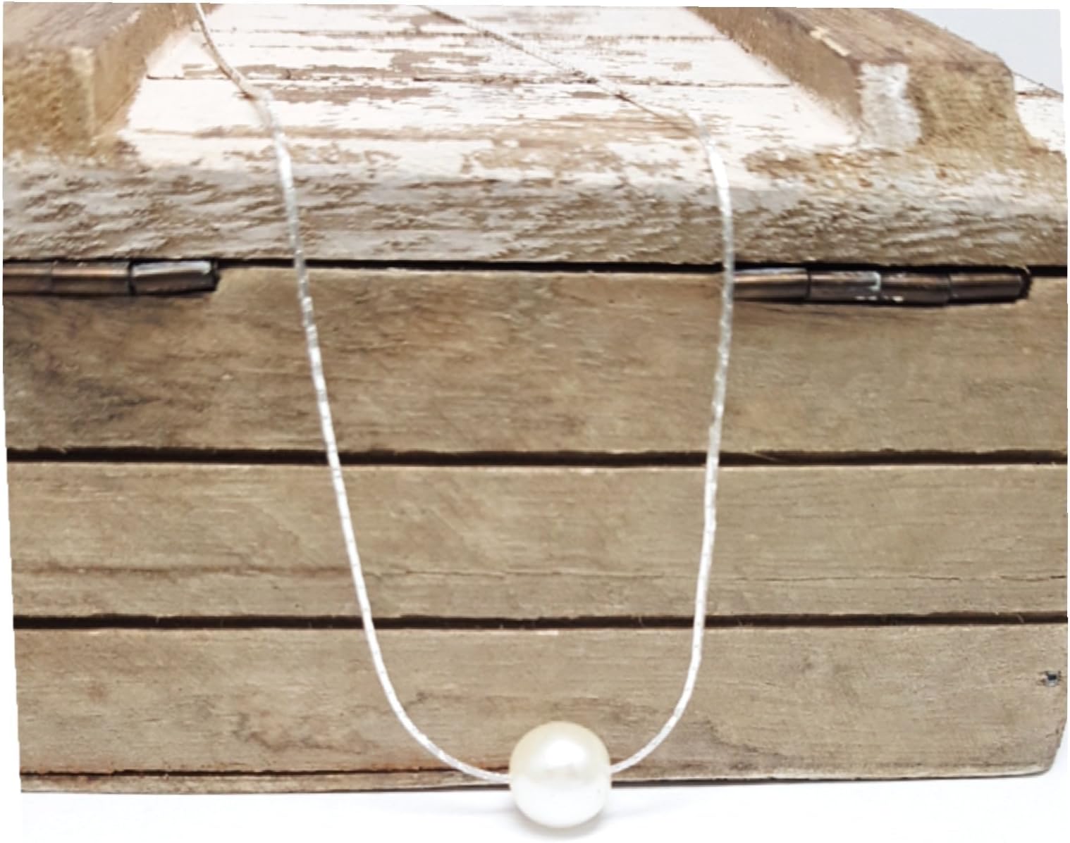Single Floating Shell Pearl 18" Silver Plated Wedding Necklace