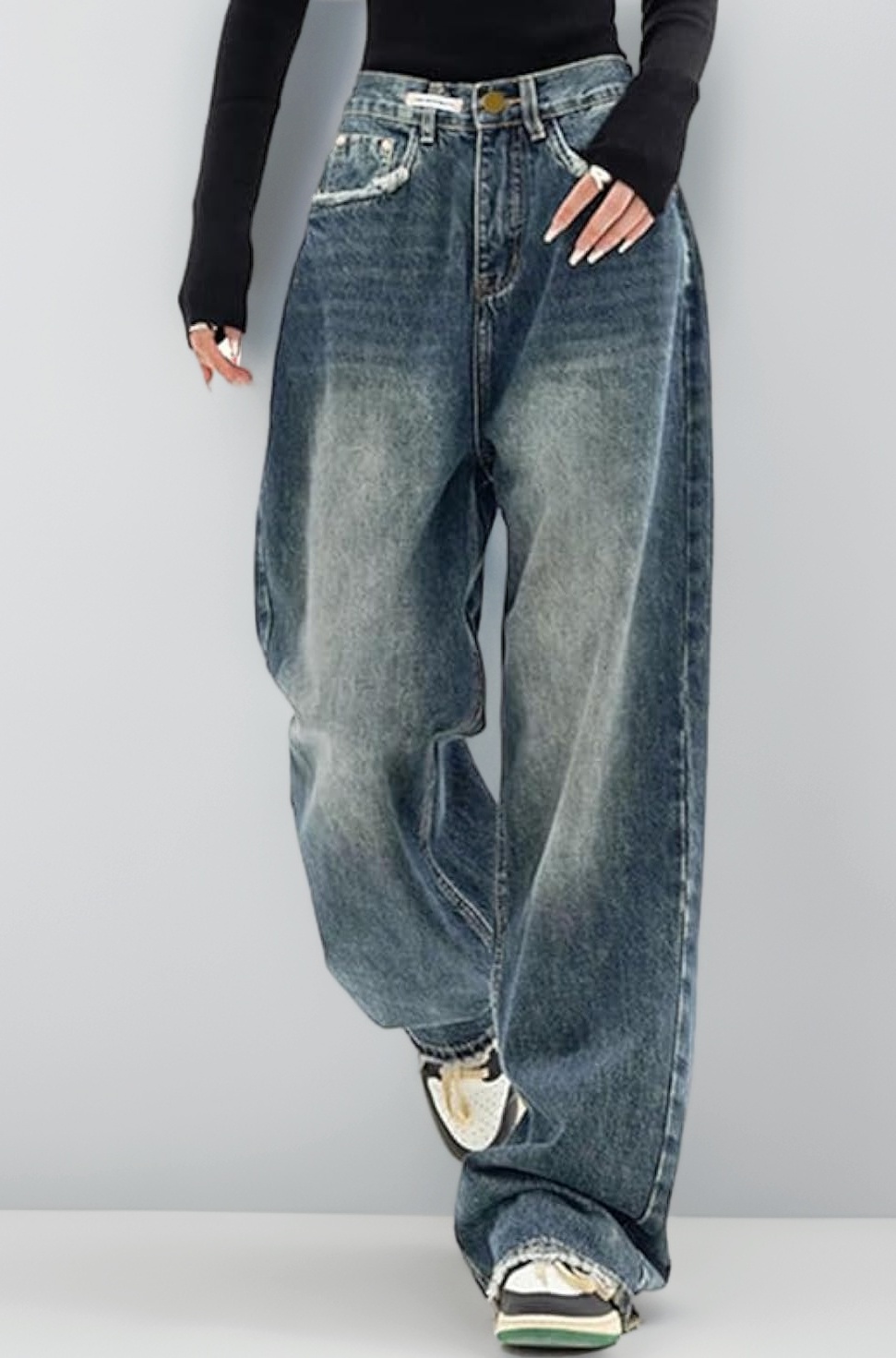 EMMIOL Denim Jeans for Women Wide Leg Jeans Low Waist Baggy Jeans for Women Loose Boyfriends Jeans Denim Pants Y2K 90S