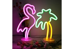 Neon Flamingo and Palm Tree USB/Battery Powered LED Wall Decor Lights