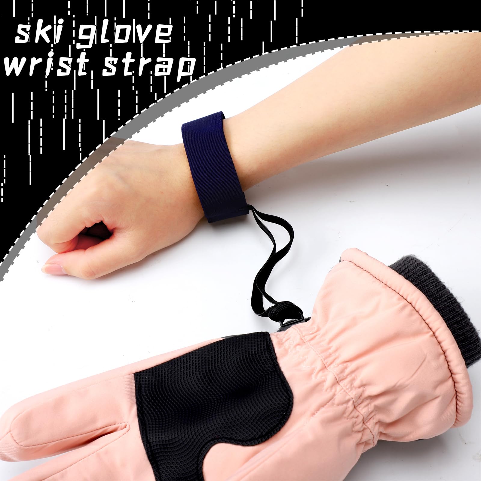 Arrowbash 14 Stück Sport-Handschuh-Sicherheitsgurt, elastische Skihandschuh-Leinen-Halter, Handschellen, Handgelenkschlaufe zum Skifahren, Snowboarden, Mehrfarbig, the glove wrist strap is about 7.48