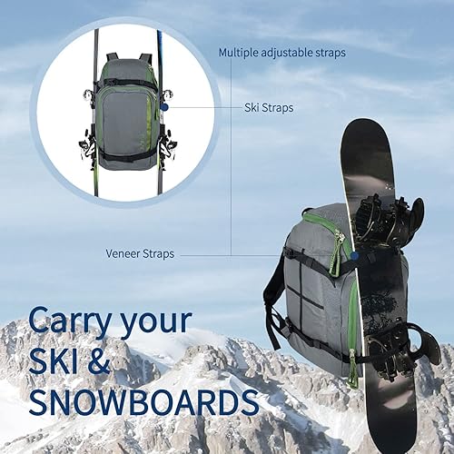 Miniatura 4 de Sutekus Bolsa para botas de esquí, mochila de viaje, botas de snowboard, equipaje de viaje para esquís, casco, gafas, guantes, snowboard y