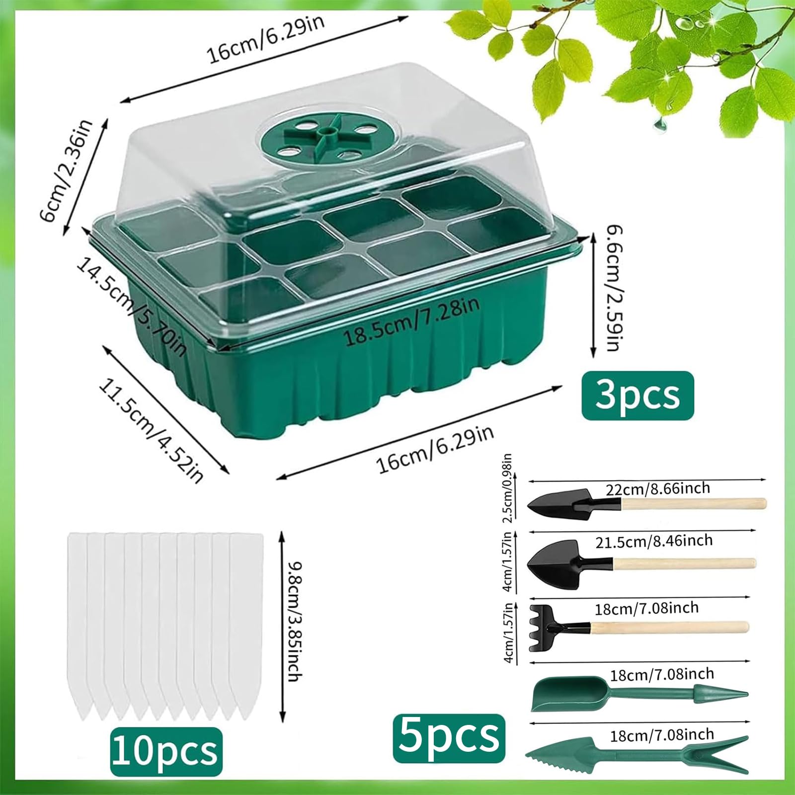 Kit 6 Vassoi Per Semi Con Coperchio E 72 Celle – Base Stagna, Etichette E Attrezzi Per Germinazione